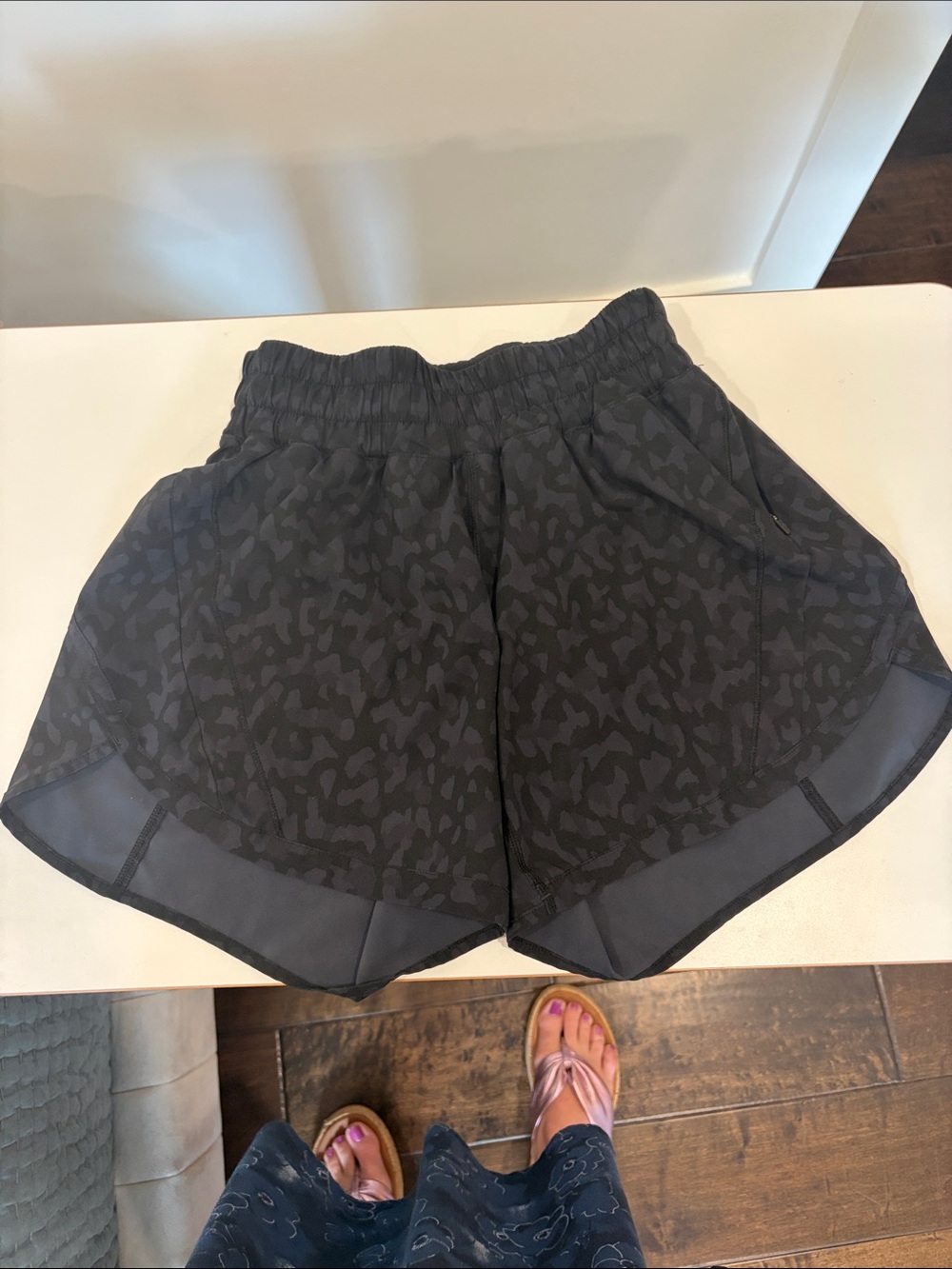 Lululemon Women's Black Camo Pattern 5” Athletic Shorts